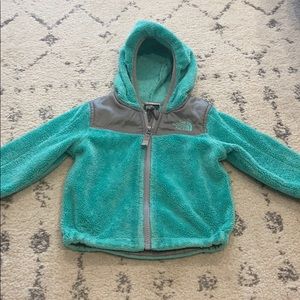 North face 12-18 month teal fleece jacket